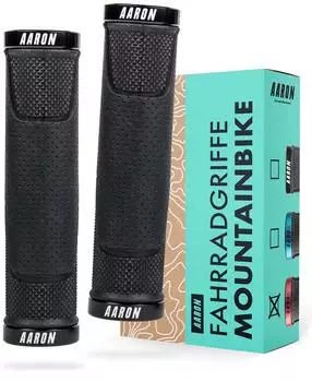 Aaron MTB Lock-On Gel Lenkergriffe mit Lenkerendkappen, schwarz (AA-1009-01)