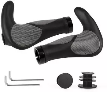LuxusKollektion Ergonomische Fahrradgriffe Lock-On mit Horn, 22mm, grau