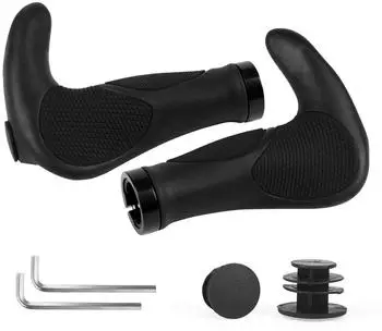 LuxusKollektion Fahrradgriffe ergonomisch mit Horn, Lock-On, 22mm, schwarz