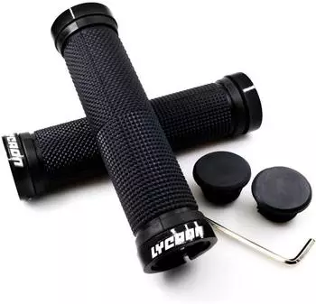LuxusKollektion LYCAON Fahrradlenkergriffe, Gummi rutschfest, Aluminium Lock, schwarz