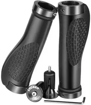 LuxusKollektion Ergonomische Fahrradgriffe mit Aluminium-Endkappen, schwarz, 130mm