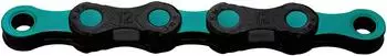 KMC DLC12 Waxed 12-Speed Chain, 126 Links, Black/Light Blue