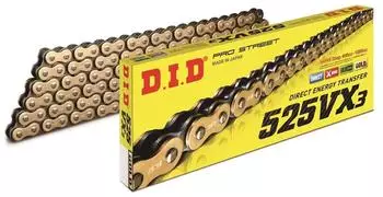 D.I.D. 525 VX3 Gold & Black Chain, 104 Links