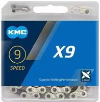 KMC BX09NG114, KMC X9 9-Gang Kette f&uuml;r Shimano, Sram und Campagnolo Silber/Grau