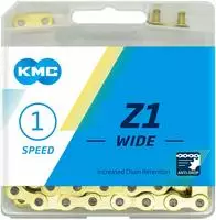 KMC 240636, KMC Z1 Wide Fahrradkette 1/2 x 1/8 Zoll Gold - 112 Glieder Singlespeed