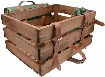 UNUS Fahrradkiste hinten, Holz, mit Picknickdecke & Flaschenhalter