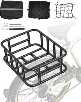 VEVOR Fahrrad-Hinterradkorb, mittelgro&szlig;, mit Ladenetz, Einsatz & wasserdichter Abdeckung