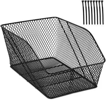 Relaxdays Fahrradkorb hinten Metall, 22x30x46cm, schwarz (10039941_0)