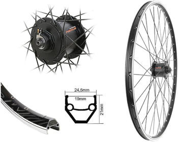 Bärwinkels Vorderrad 28\" Laufrad Hohlkammer 19-622 Shimano Nabendynamo Nexus 6V/3W schwarz