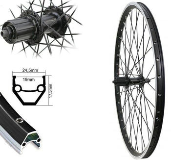 Bärwinkels Hinterrad 26 Zoll MTB Shimano schwarz 8,-9,-10 fach V-Brake Laufrad Hohlkammer