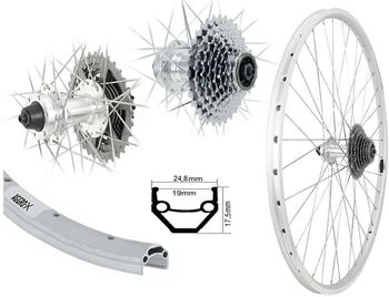Aggro-X 28 Zoll Alu Hinterrad 19-622 Laufrad V-Profil Disk 6-Loch Felgenbremse inkl. 9 Fach Zahnkranz 27 Gang