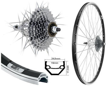 Aggro-X 27,5 Zoll Alu Hinterrad 19-584 Laufrad Felgenbremse mit 9-fach Zahnkranz 27 Gang