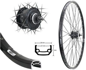 Aggro-X 28'' V-Rad YAK21 schwarz Disk Shimano Nabendyn.DH3D37 Ce-Lo MU schwarz SP.Ni.sz.