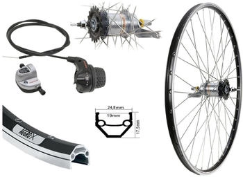 Aggro-X 28" Hinterrad Shimano schwarz 3 Gang Nexus Nabenschaltung mit Rücktritt+Zubehör Drehgriff