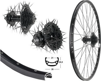 Aggro-X 28 Zoll Alu Hinterrad 21-622 Laufrad Hohlkammer Disk 6-Loch mit 8 Fach Zahnkranz Kassette HG31 24 Gang