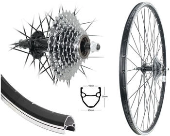 Aggro-X 28 Zoll Alu Hinterrad 19-622 Laufrad Hohlkammer V-Profil Felgenbremse mit 8 Fach Zahnkranz 24 Gang