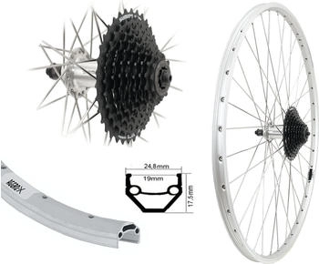 Aggro-X 28 Zoll Hinterrad inkl. 9 Fach Kassette 11-34 Shimano V-Brake Laufrad Hohlkammer 19-622