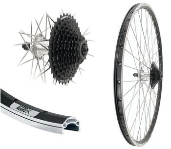 Aggro-X 28 Zoll Hinterrad inkl. 9 Fach Kassette 11-32 Shimano V-Brake Laufrad Hohlkammer 19-622