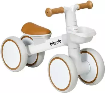 AIYAPLAY Kinderlaufrad mit TPU-R&auml;dern und Korb, braun/wei&szlig;, bis 20kg