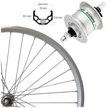 Rigida ZAC 19 Silber 26" Laufrad komplett mit Shimano Nabendynamo DH3N20