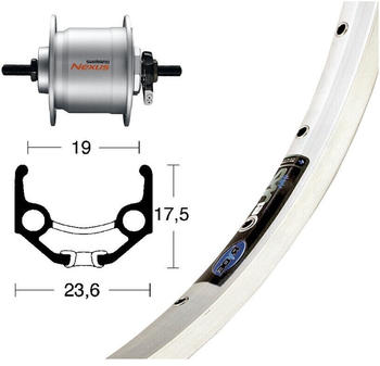 Ryde Zac 19 Vorderrad 28x1.75" DH-C3003 Nabendynamo silver 36H