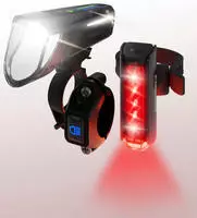 FISCHER Fahrrad Fahrradbeleuchtung "LED-Akku-Bel. Set PLUS 100/180 Fernlicht + TWIN
