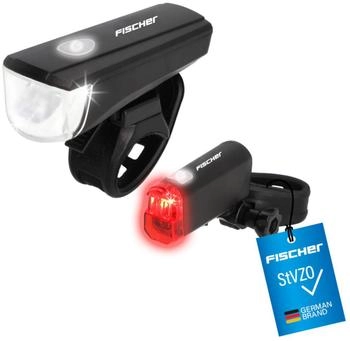 Fischer Fahrradbeleuchtung Set LED batteriebetrieben Schwarz (50760)