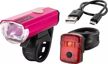 Puky Lumi Fahrradbeleuchtung Set vorne und hinten, pink (9021)