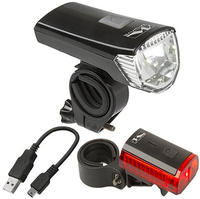 M-wave 221090, M-wave Atlas K11 Usb Light Set Schwarz 70 Lumens Black