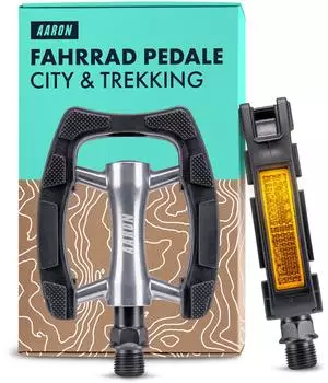 Aaron City 2.0 Fahrradpedale 9/16" rutschfest mit Reflektoren, schwarz (AA-1001-03)