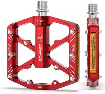Gerster Plattformpedale CNC-Aluminium, 9/16 Zoll, rot, mit Reflektoren