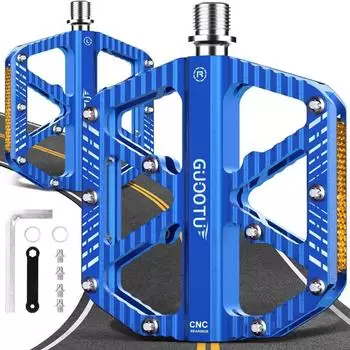 LuxusKollektion Plattformpedale MTB CNC Aluminium, 3 Lager, blau