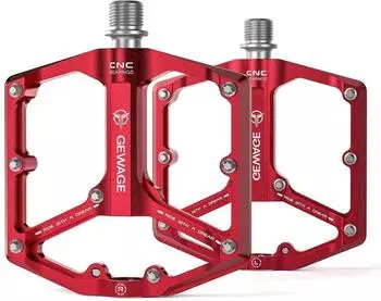 LuxusKollektion Fahrradpedale 9/16 Zoll, flach, rot, CNC-Aluminiumlegierung, 3 Lager