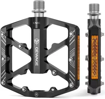 LuxusKollektion Plattformpedale CNC-Aluminium mit Reflektoren, 9/16 Zoll, schwarz