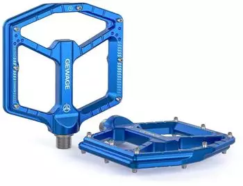 Gerster MTB Plattformpedale CNC-Aluminium, ultraflach, 14 Anti-Rutsch-Pins, blau (9/16&Prime;)