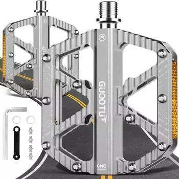 Gerster MTB-Pedale CNC-Aluminium, 3 gedichtete Lager, rutschfest, silber