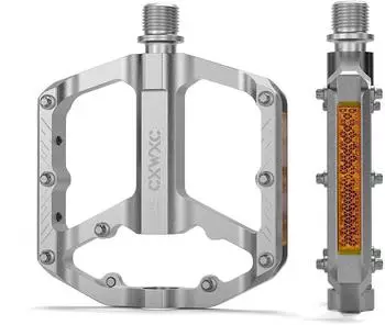 LuxusKollektion Plattformpedale 9/16" CNC-Aluminium, rutschfest, silber, mit Reflektoren