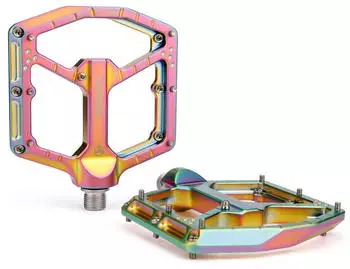 LuxusKollektion MTB Plattformpedale CNC-Aluminium, 9/16&Prime; Chromoly, Rainbow Matte