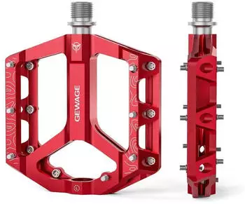 LuxusKollektion Flat Pedale MTB & Gravel Bike, Aluminiumlegierung CNC, 9/16", rot