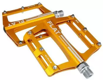 LuxusKollektion Plattformpedale Aluminium, Anti-Rutsch, gelb, MTB/BMX, Cr-Mo Stahlspindel 100mm
