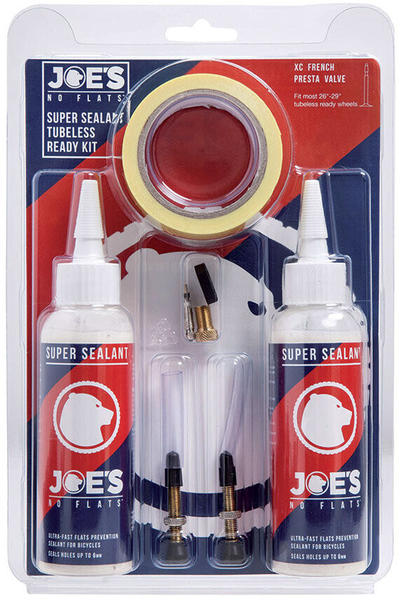 Joe's No-Flats Tubeless Ready Kit - Super Sealant 21mm 48mm Valve Presta