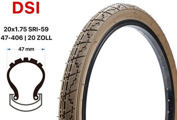 Sequential 20 Zoll DSI 20x1.75 City Bike 47-406 tire brown SRI 59