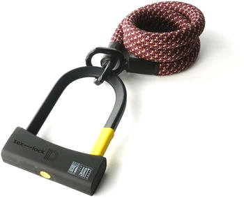 tex-lock Eyelet D-lock B&uuml;gelschloss mit Textilseil chateau red 120cm (31006006120)