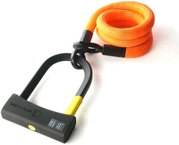 tex-lock Eyelet D-lock B&uuml;gelschloss mit Textilseil 120cm acid orange (31006004120)