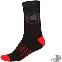 Endura E1038BK, Endura Thermolite II Socken 2er-Pack Rot/Schwarz