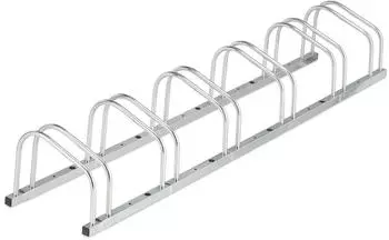 Relaxdays Fahrradst&auml;nder f&uuml;r 6 Fahrr&auml;der, bis 50mm Reifenbreite, Metall, silber (10045666)