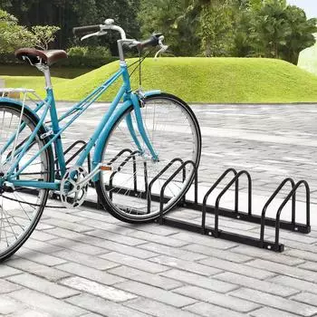 HomCom Fahrradständer Mehrfachständer bis 6 Fahrräder, Stahl, schwarz (179 x 33 x 27 cm)