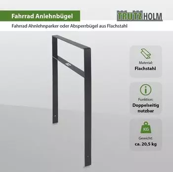 Trutzholm Fahrrad-Anlehnb&uuml;gel zum Einbetonieren, Flachstahl, 2er-Set (34951901)