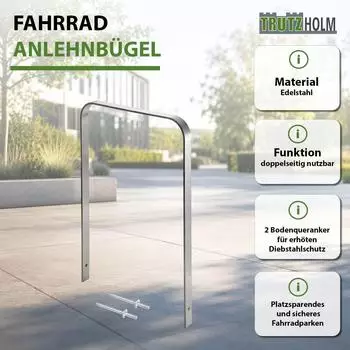 Trutzholm Fahrradanlehnbügel Typ U Edelstahl 117x80cm, 2er-Set (35024901)