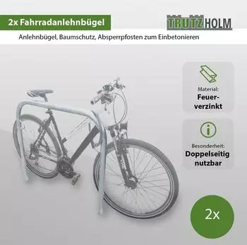 Baumarktplus Fahrradanlehnb&uuml;gel Typ U, Stahl feuerverzinkt, &Oslash;49mm, 115x99cm, 2er-Set (34857901)